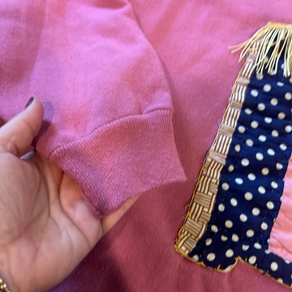 Vintage Pink Hand-Stitched Quilted Western Cowgirl Boot Sweatshirt - Picture 5 of 8